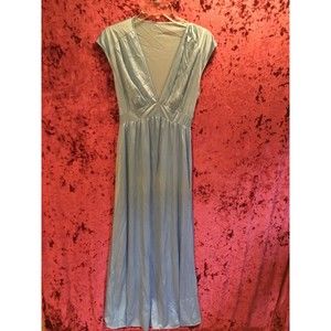 Vintage nightgown maxi dress kaftan baby blue vanity fair nylon size 36 small